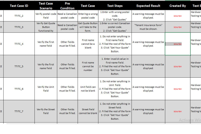 I will write test cases for software QA