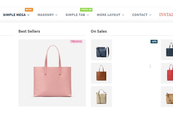 I will add shopify mega menu and collection