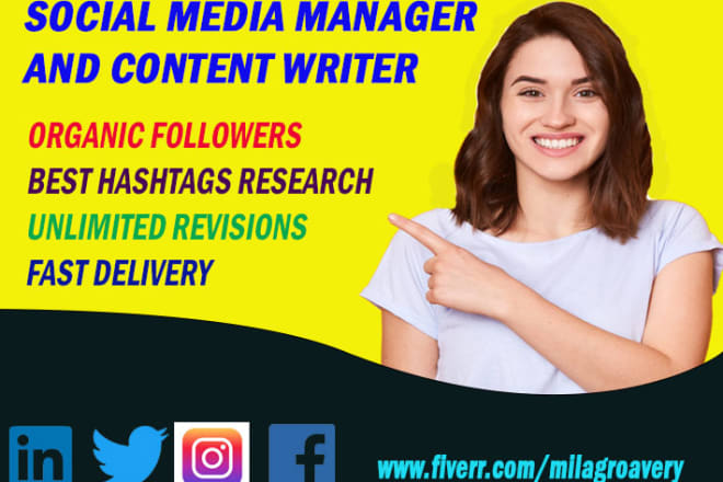 I will be your social assistant, manager, copy and content creator