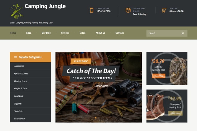 I will build camping and hunting gear store turnkey business website