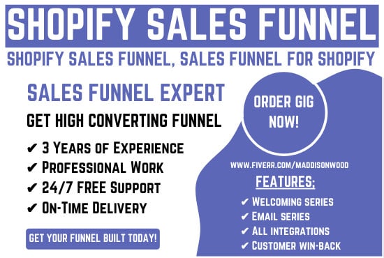 I will build shopify sales funnel, clickfunnels sales funnel, sales funnel for shopify