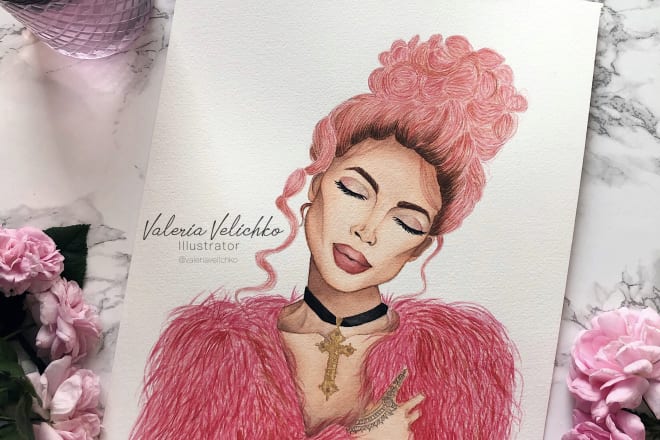 I will create a professional watercolor fashion illustration