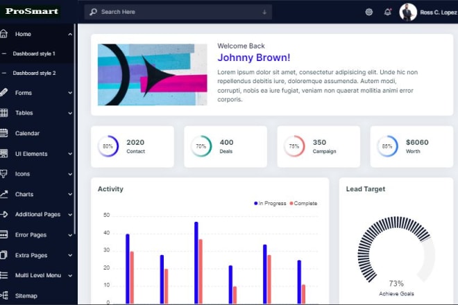 I will create admin dashboard rtl support