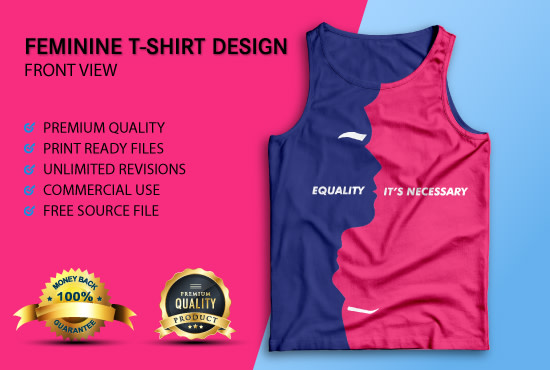 I will create custom graphic and typography feminine t shirt design