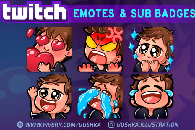 I will create custom twitch emotes and sub badges