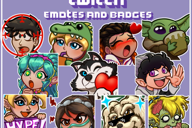 I will create emotes and sub badges for twitch