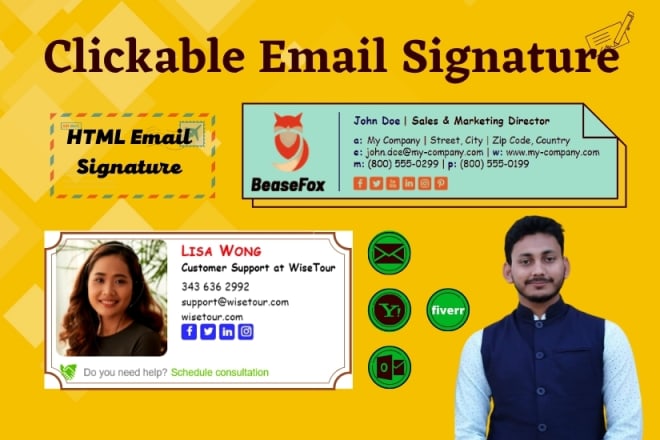 I will create html email signature or clickable email signature