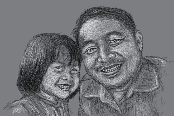 I will create portrait scribble art for gift ideas