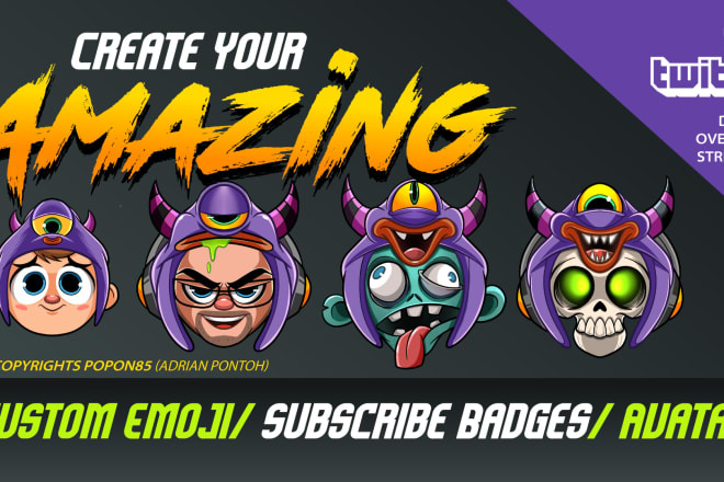 I will create twitch emotes, sub badges