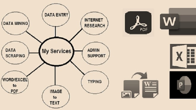 I will data entry, data mining, market research