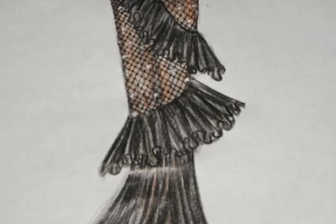 I will design a beautiful dress, pencil sketch
