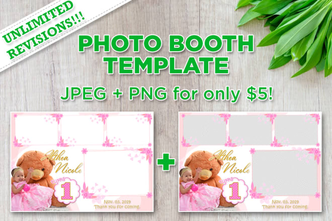 I will design a customized photo booth template