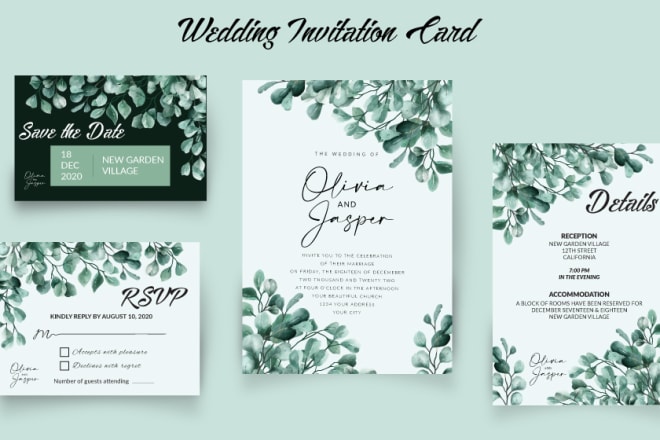 I will design a wedding card or invitation card for any event