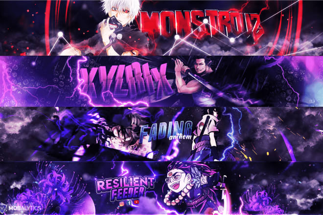 I will design a youtube banner gaming or anime style