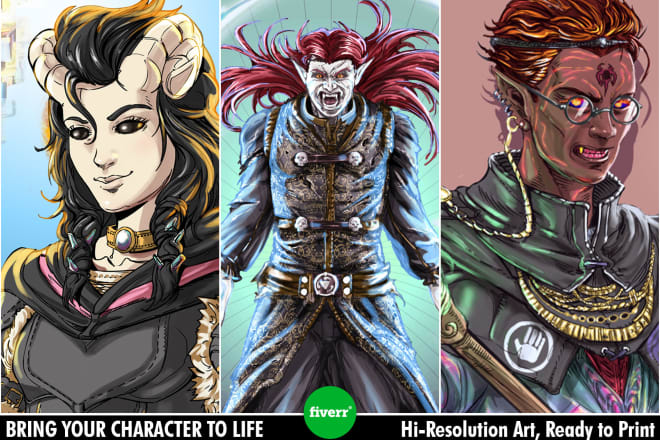 I will design and illustrate your player characters