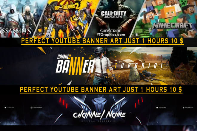I will design awesome youtube banner art and free logo just 24hours