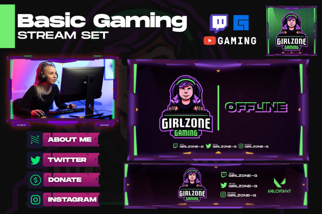 I will design basic gaming stream pack for twitch facebook gaming