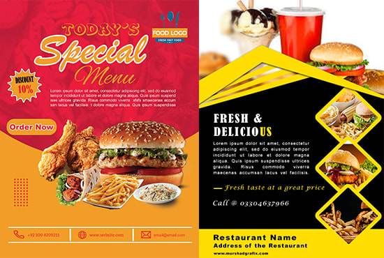 I will design bifold, trifold brochure, postcard, food flyer, business brochure