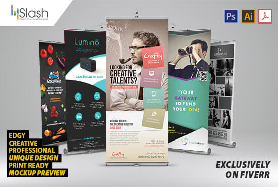 I will design creative rollup banner, retractable standee