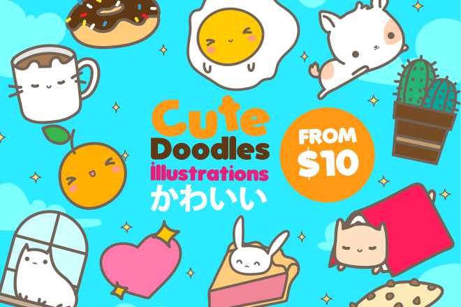 I will design cute kawaii doodles
