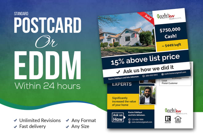 I will design direct mail eddm, postcard or flyer in 24 hours