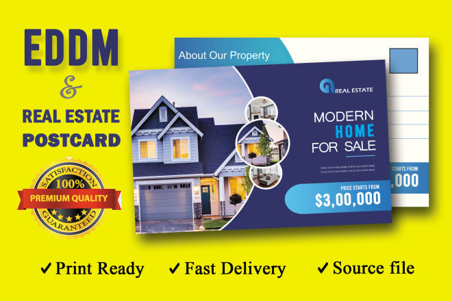 I will design direct mail eddm postcard or real estate postcard