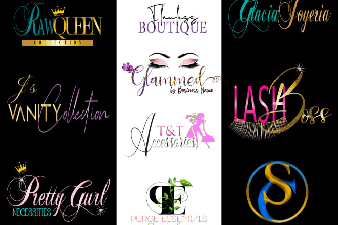 I will design eyelash, hair extensions, and feminine logo for you