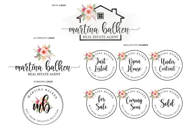 I will design feminine real estate realtor signature logo