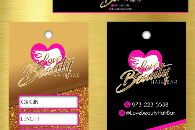 I will design hang tags or bundle wraps for hair extension business
