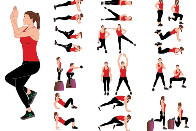 I will design instruction fitness, workout, yoga exercise illustration