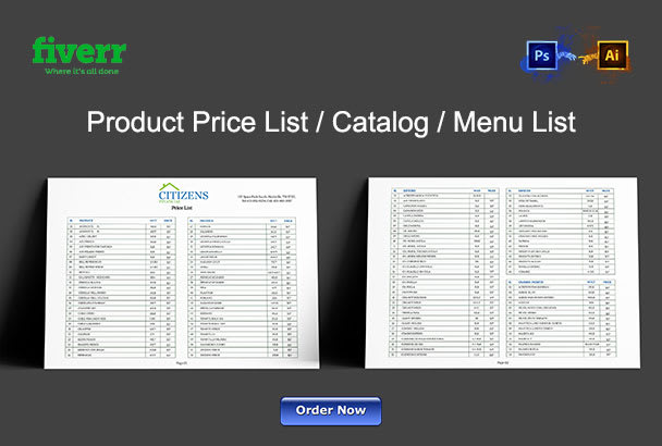 I will design price list, checklist, rate list, catalog, menu list