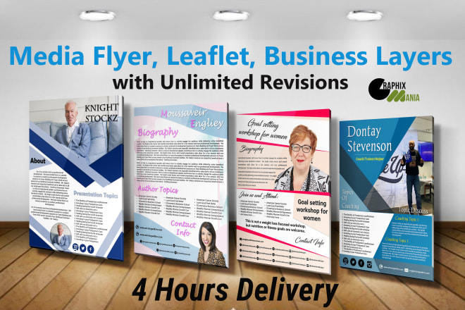I will design promotional media, one page flyer, epk within 4hrs