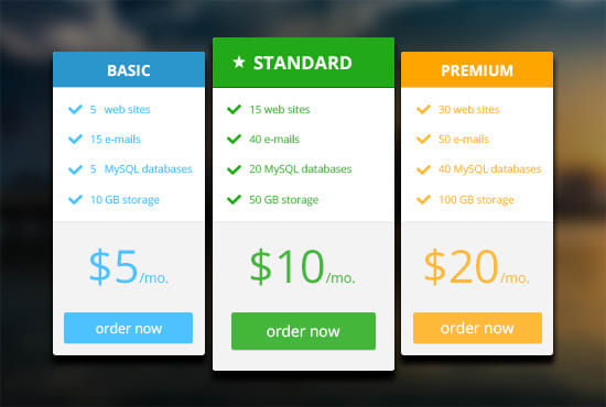 I will design psd pricing table or comparison table