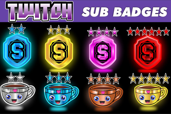 I will design twitch sub badges emote, text emotes