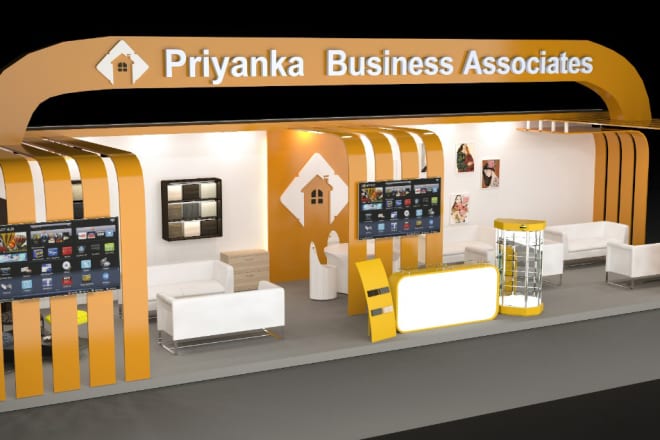 I will design your 3d exhibition stalls,booth,stand,kiosk designs