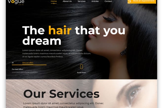 I will develop eye prompting hair extensions, eyelash, beauty salon, spa website