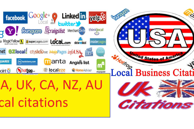 I will do 100 usa, uk, ca, au local citations