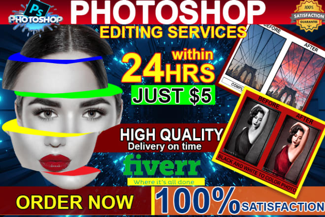 I will do adobe photoshop editing or design job within 24 hours