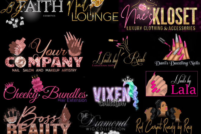 I will do boutique,eyelashes,beauty salon,nails,lips,hair extensions and cosmetics logo