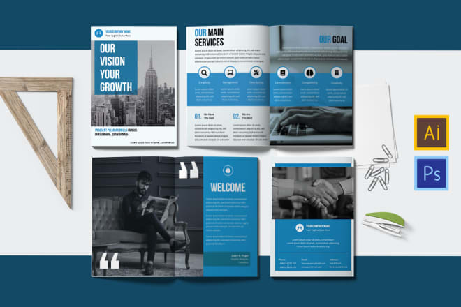 I will do business brochure design, corporate booklet, catalog