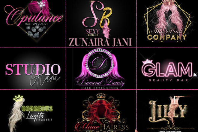 I will do cosmetics,extensions,salon,diamond and hair logo