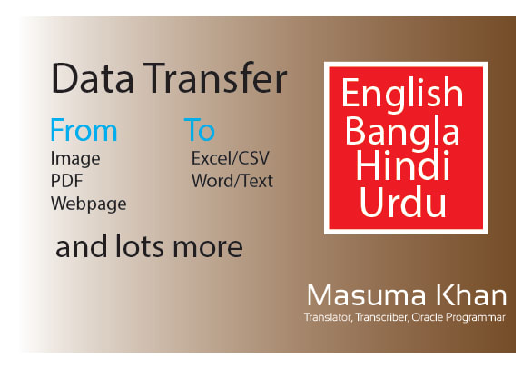 I will do data entry or data transfer from one format to others