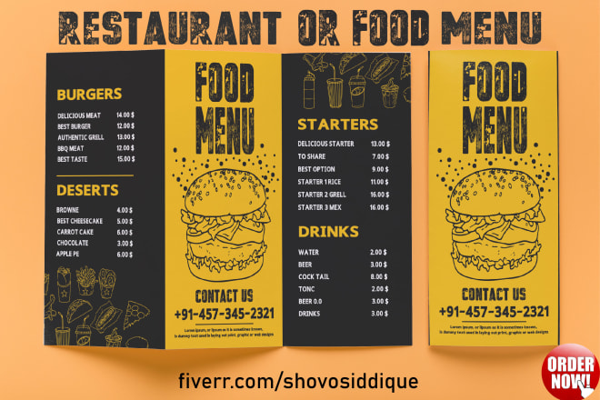 I will do eyecatching editable restaurant menu design