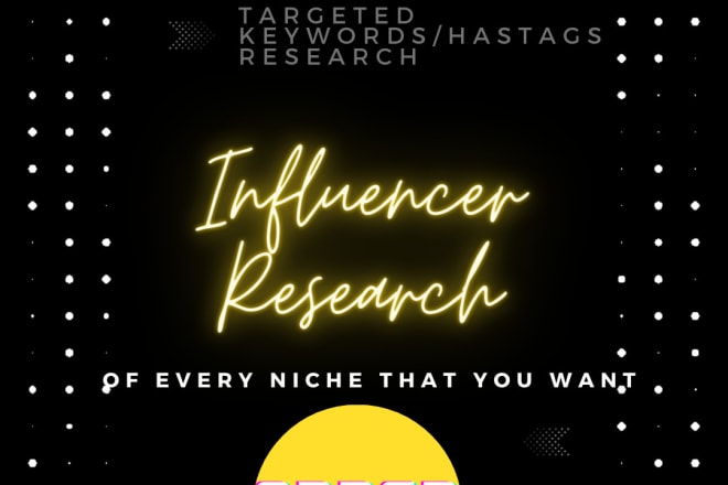 I will do instagram influencer research of every niche
