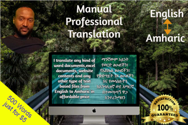 I will do manual professional english to amharic translation
