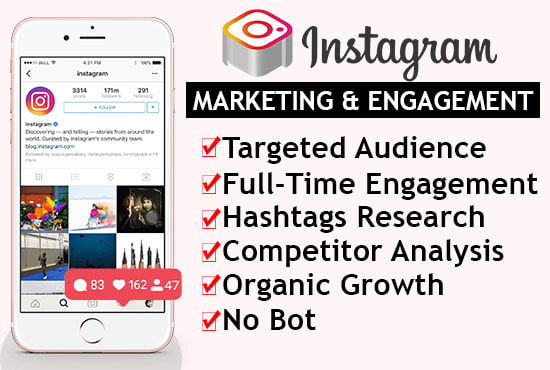 I will do organic instagram marketing and growth engagement