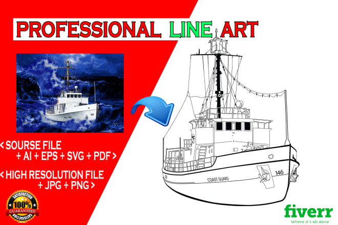 I will draw a detailed vector line art of any image, logo, product, vehicle or diagram