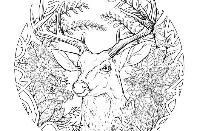 I will draw a digital hand drawn for coloring book page