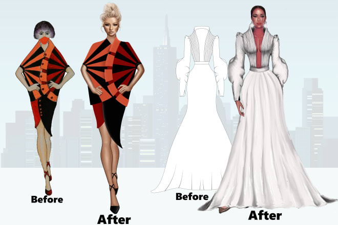 I will draw a professional fashion illustration and 2d to 3d