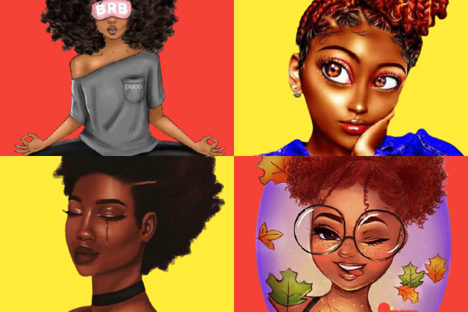 I will draw african american cartoon character illustrations